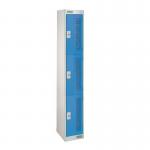 3 Door Perforated Locker - 1800 H X 300 W X 450 D mm -cam Lock - Door Colour Blue 311711