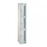 3 Door Perforated Locker - 1800 H X 300 W X 450 D mm -cam Lock - Door Colour Light Grey 311713