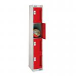 4 Door Perforated Locker - 1800 H X 300 W X 450 D mm -cam Lock - Door Colour Red 311720
