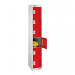 6 Door Perforated Locker - 1800 H X 300 W X 450 D mm -cam Lock - Door Colour Red 311726