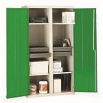 Single & double door utility cupboards Double door, central pillar, 4 shelves, 4 drawers - choice of four colours 312168