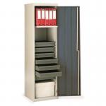 Single & double door utility cupboards Single door, one shelf, seven drawers - choice of four colours 312193