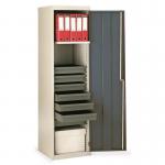 Single & double door utility cupboards Single door, one shelf, seven drawers - choice of four colours 312194