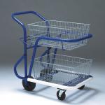 Premium large mailroom trolleys with tilting basket with 2 baskets 312593