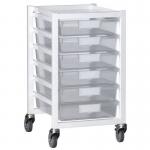 Premium white racks with transparent trays - Low level A4 mobile racks 313014