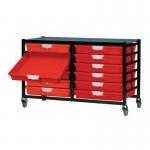 Premium mobile tray storage racks, Low level - A4 size trays with shallow trays - Choice of one or two column 313021