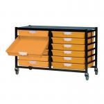 Premium mobile tray storage racks, Low level - A4 size trays with shallow trays - Choice of one or two column 313022