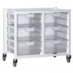 Premium white racks with transparent trays - Low level A4 mobile racks 313023