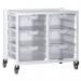 Premium white racks with transparent trays - Low level A4 mobile racks 313023