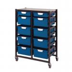 Premium mobile tray storage racks - A4 size trays 4 deep trays and one shallow per column in two or three column units 313024