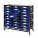 The photograph shows a set of Slingsby shallow tray cupboards, designed for premium mobile tray storage. Each cupboard contains 9 shallow A4 size trays, stacked in columns of 2 or 3 units. The unit number is 313030.