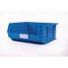In this photo, we see a Whittan and Storage Direct Picking and Packing Linbin. The blue type 8 bin, with product code 313391, is filled with neatly organized items. The bin is labeled with white letters and is sitting on a shelf in a warehouse or storage facility.