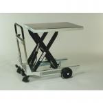 Galvanised mobile lifting tables - Manual footpump, 500kg capacity 315242