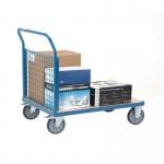 Fetra heavy duty platform trucks with mesh sides, 1200 x 800mm with single mesh end 315624