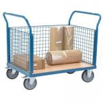 Fetra heavy duty platform trucks with mesh sides, 1000 x 700mm with two mesh ends and one side 315627