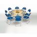 Aluminium framed round folding tables - blue 316534