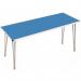 This image shows a set of versatile slingsby Folding Tables with an aluminium frame. These folding tables have a height of 698mm and feature a sleek Azure color (316615). Perfect for any space requiring an easily transportable and compact table option.