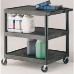 Heavy duty plastic shelf and tray trolleys, capacity 150kg - 3 shelves 316795