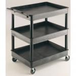 Heavy duty plastic shelf and tray trolleys, capacity 175kg - 3 trays 316796