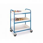 Plastic tray trolley with 3 shelves 317148