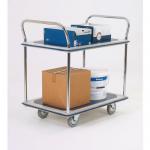 Large steel shelf trolley with twin handles, capacity 300kg 317414