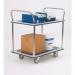 Large steel shelf trolley with twin handles, capacity 300kg 317414