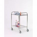 High grade stainless steel shelf trolleys with 2 shelves 875 x 480mm 319119