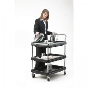 Deep ledge catering and clearing shelf trolleys - 3 tier - Black