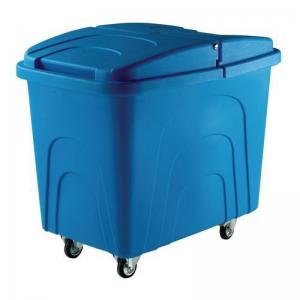 Slingsby robust rim tapered plastic container trucks, with lids, blue