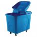 Slingsby robust rim tapered plastic container trucks, with lids, blue castors in corner pattern 328286