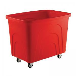 Slingsby robust rim tapered plastic container trucks, red castors in
