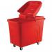 Slingsby robust rim tapered plastic container trucks, with lids, red castors in corner pattern 328290