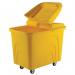 Slingsby robust rim tapered plastic container trucks, with lids, yellow castors in corner pattern 328292