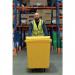 Slingsby robust rim tapered plastic container trucks, with lids, yellow castors in corner pattern 328292