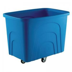 Slingsby robust rim tapered plastic container trucks, blue castors in