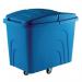 Slingsby robust rim tapered plastic container trucks, with lids, blue castors in diamond pattern 328302