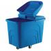 Slingsby robust rim tapered plastic container trucks, with lids, blue castors in diamond pattern 328302