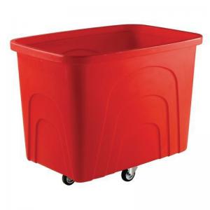 Slingsby robust rim tapered plastic container trucks, red castors in