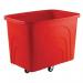 Slingsby robust rim tapered plastic container trucks, red castors in diamond pattern 328305