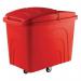 Slingsby robust rim tapered plastic container trucks, with lids, red castors in diamond pattern 328306