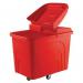 Slingsby robust rim tapered plastic container trucks, with lids, red castors in diamond pattern 328306