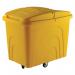 Slingsby robust rim tapered plastic container trucks, with lids, yellow castors in diamond pattern 328308