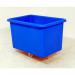 300L nestable plastic container trucks - plywood base, blue 329064