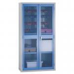 Mesh door cupboards Tall, double door cupboard, 4 shelves + louvre panel - choice of four colours 347812