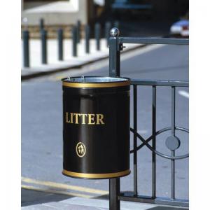 Victorian style steel post & wall mounted open top litter bin post