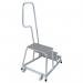 Mobile aluminium machinery steps with handrail 349034