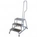 Mobile aluminium machinery steps with handrail 349035