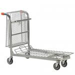 Nesting stock trolley with folding tray with foldaway basket shelf 349143