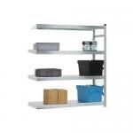 Zinc plated boltless steel longspan shelving - up to 350kg - Add on bays with one upright frame and 4 shelves 349172