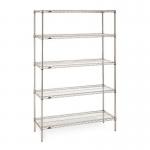 Slingsby chrome wire shelving system starter bay - 5 shelf levels, height 1895mm 353667